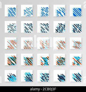 Pacchetto decor angolare per biglietti da visita in stile moderno tecnologico. Ornamento moderno per disegni in Blu chiaro e Blu scuro. È possibile utilizzare illustrazioni di progettazione Illustrazione Vettoriale