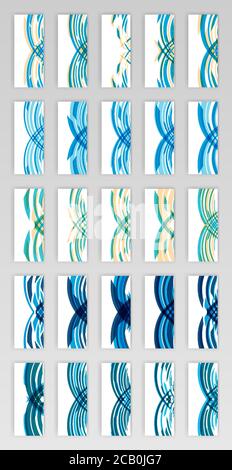 Pacchetto decor angolare per biglietti da visita in stile moderno tecnologico. Ornamento moderno per disegni in Blu chiaro e Blu scuro. È possibile utilizzare illustrazioni di progettazione Illustrazione Vettoriale