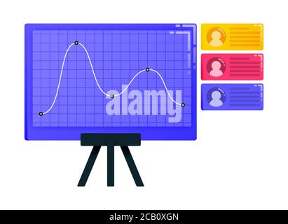 Logo per le prestazioni dei dipendenti, la presentazione e il grafico a linee. I logo possono essere utilizzati anche per il business, il design delle icone e gli elementi grafici Illustrazione Vettoriale