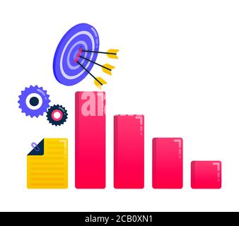 Logo per raggiungere obiettivi, obiettivi aziendali, frecce e freccette, motivazione aziendale, grafici aziendali. I loghi possono anche essere usati per il commercio, il disegno dell'icona, un Illustrazione Vettoriale