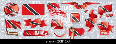 Insieme vettoriale della bandiera nazionale di Trinidad e Tobago Illustrazione Vettoriale