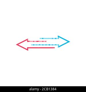 due frecce inverse in direzione opposta. Illustrazione vettoriale di stock isolata su sfondo bianco. Illustrazione Vettoriale