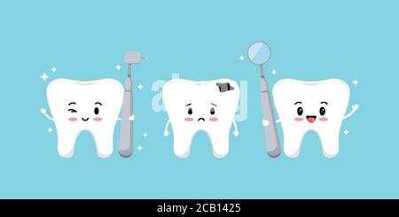 Dente con trattamento di decadimento e concetto di prevenzione. Illustrazione Vettoriale