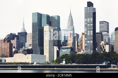 New York City East Side architettura, colore tonato immagine, Stati Uniti. Foto Stock