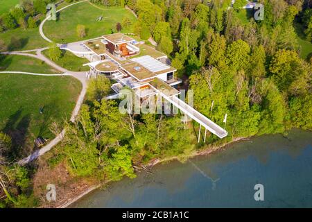 Museo dell'immaginazione di Buchheim al lago Starnberg, vicino a Bernried sul lago Starnberg, fotografia del drone, Fuenfseenland, alta Baviera, Baviera, Germania Foto Stock