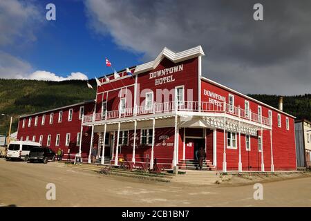 Hotel in centro, edificio storico, Dawson City, Yukon Territory, Canada Foto Stock