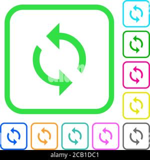 Loop di programmazione icone piatte colorate vivide con bordi curvi su sfondo bianco Illustrazione Vettoriale