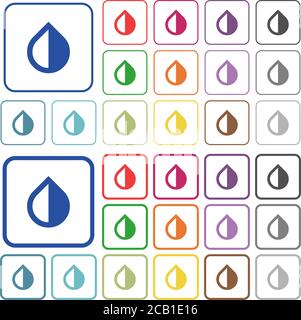 Inverti colori icone piatte a colori in cornici quadrate arrotondate. Versioni sottili e spesse incluse. Illustrazione Vettoriale