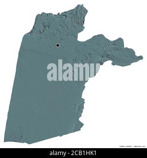 Forma di Kandahar, provincia dell'Afghanistan, con la sua capitale isolata su sfondo bianco. Mappa di elevazione colorata. Rendering 3D Foto Stock