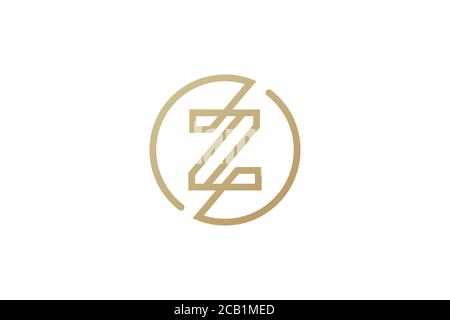 Design con logo Z . logo lettera Z . linea d'arte moderna e pulita o stile a linea singola. Logo Z con colore oro . illustrazione vettoriale Illustrazione Vettoriale