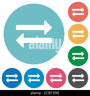 Scambiare icone bianche piatte su sfondi di colore rotondo Illustrazione Vettoriale