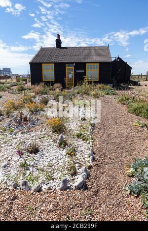 Prospect Cottage and Garden, Dungeness, casa del compianto artista e regista Derek Jarman, Kent, Inghilterra, Regno Unito, GB Foto Stock