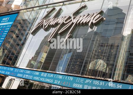 Hong Kong, Hong Kong. 8 agosto 2020. HKEX la Borsa di Hong Kong presso l'edificio Exchange Square, a Hong Kong Hong Kong, S.A.R., 08 agosto 2020. (Foto di Simon Jankowski/Sipa USA) Credit: Sipa USA/Alamy Live News Foto Stock