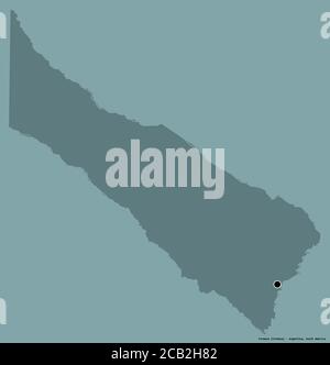 Forma di Formosa, provincia argentina, con la sua capitale isolata su uno sfondo di colore pieno. Mappa di elevazione colorata. Rendering 3D Foto Stock