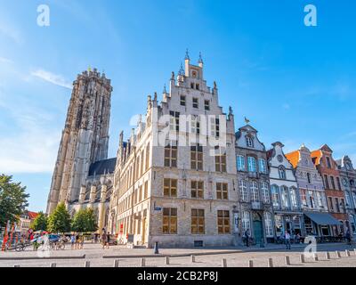 Cattedrale di San Rumbold in stile brabantino gotico nel centro storico di Mechelen, Belgio Foto Stock