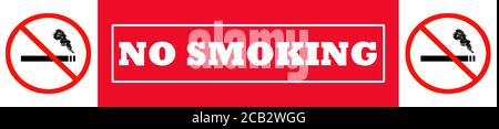 Banner orizzontale segnale di divieto di fumo con due simboli divieto di fumo Foto Stock