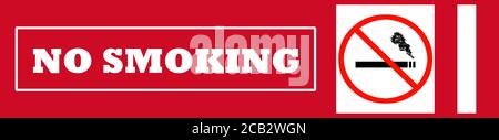 Cartello di divieto di fumo rosso banner progettato come una sigaretta con simbolo divieto di fumare Foto Stock