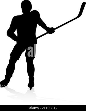 Hockey su ghiaccio giocatore Silhouette Illustrazione Vettoriale