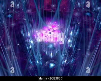 Entità quantistica futuristica rosa brillante, sfondo astratto generato dal computer, rendering 3D Foto Stock