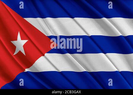 Bandiera cubana colorata che sventola nel vento Foto Stock