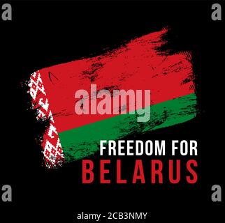 Illustrazione vettoriale l'iscrizione Freedom for Belarus sullo sfondo della bandiera. Il simbolo della libertà Bielorussia. Colori nazionali della Bielorussia Illustrazione Vettoriale