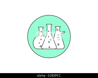 Biologia, esperimento, icona fiasca. Illustrazione vettoriale, design piatto. Illustrazione Vettoriale