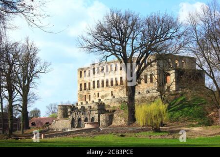 Rovine di vecchio castello a Wlosien, basso Voivodato Slesiano, Polonia Foto Stock