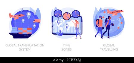 Illustrazioni vettoriali astratte di concetto di coordinamento internazionale delle imprese. Illustrazione Vettoriale