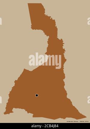 Forma di Extrême-Nord, regione del Camerun, con la sua capitale isolata su uno sfondo di colore pieno. Composizione di texture con motivi. Rendering 3D Foto Stock