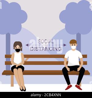 Poster delle distanze sociali Illustrazione Vettoriale