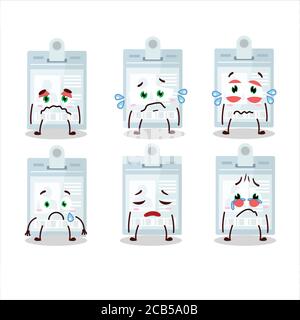 Carta d'identità personaggio cartoon con espressione triste Illustrazione Vettoriale