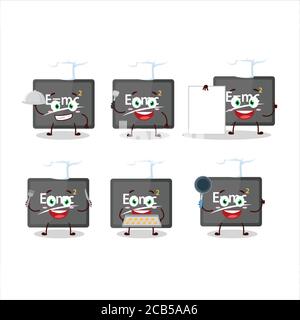 Cartoon carattere di scheda fisica con varie emoticon chef Illustrazione Vettoriale
