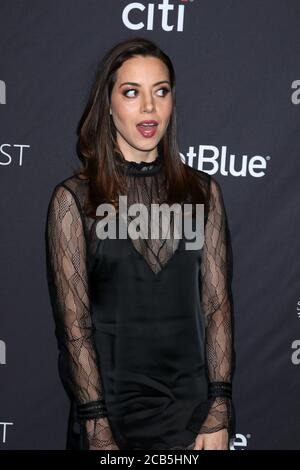 LOS ANGELES - MAR 21: Aubrey Plaza al PaleyFest - 'Parks and Recreation' 10° anniversario di riunione al Dolby Theatre il 21 marzo 2019 a Los Angeles, CA Foto Stock