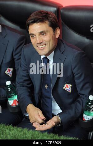 Milano Italia, 29 settembre 2013, 'G.MEAZZA SAN SIRO' Stadium, Serious Football Championship A 2013/2014, FC Inter - AC Fiorentina: Il Fiorentina allenatore Vincenzo Montella prima della partita Foto Stock