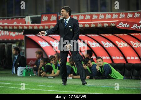 Milano Italia, 29 settembre 2013, 'G.MEAZZA SAN SIRO' Stadium, Serious Football Championship A 2013/2014, FC Inter - AC Fiorentina: L'Inter coach Walter Mazzarri durante la partita Foto Stock