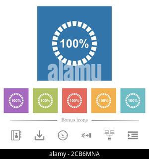 icone bianche piatte caricate al 100% su sfondo quadrato. 6 icone bonus incluse. Illustrazione Vettoriale