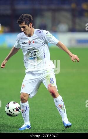 Milano Italia, 30 settembre 2012, Stadio 'SAN SIRO', Campionato Serious Football A 2012/2013, FC Inter - ACF Fiorentina : Stevan Jovetic in azione durante la partita Foto Stock