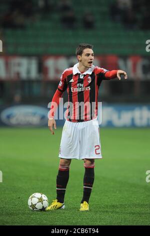 Milano Italia, 04 dicembre 2012,' G.Meazza San Siro' Stadium, UEFA Champions League 2012/2013 ,AC Milan - FK Zenit : Mattia De Sciglio durante la partita Foto Stock