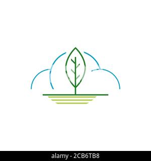 icona vettoriale con il logo del cambiamento climatico. semplice shilhoutte di nuvole ed elementi verdi per il simbolo del cambiamento di temperatura naturale. Illustrazione Vettoriale