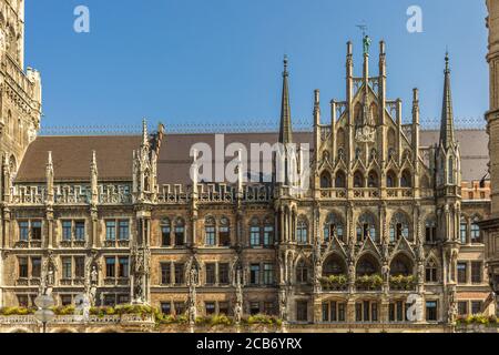 Facciata del municipio di Marienplatz - Monaco, Germania Foto Stock