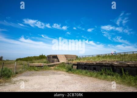 Bunker in cemento della guerra corsia est Bawdsey Suffolk UK Foto Stock