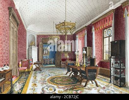 Klose Friedrich Wilhelm - la Red Room Schloss Fischbach - Scuola tedesca - 19 ° e inizio del 20 ° secolo Foto Stock