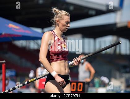 Brunswick, Germania. 8 agosto 2020. Lisa RYZIH (ABC Ludwigshafen), pole vault femminile, nel 2020 Campionato tedesco di atletica leggera 08.08, dal 08.08.2020. - 09.08.2020 a Braunschweig/Germania. Â | utilizzo in tutto il mondo Credit: dpa/Alamy Live News Foto Stock