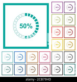 icone a colori piatti caricate al 50% con cornici a quadrante attive sfondo bianco Illustrazione Vettoriale