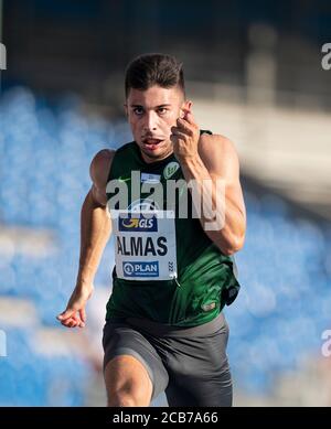 Brunswick, Germania. 8 agosto 2020. Deniz ALMAS (VfL Wolfsburg) azione, semifinale maschile 100m, su 08.08.2020 campionati tedeschi di atletica 2020, dal 08.08. - 09.08.2020 a Braunschweig/Germania. Â | utilizzo in tutto il mondo Credit: dpa/Alamy Live News Foto Stock