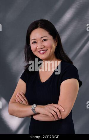 Economista, emittente e autore britannico/americano Linda Yueh partecipa a una fotocellula durante l'Edinburgh International Book Festival 2018 Foto Stock