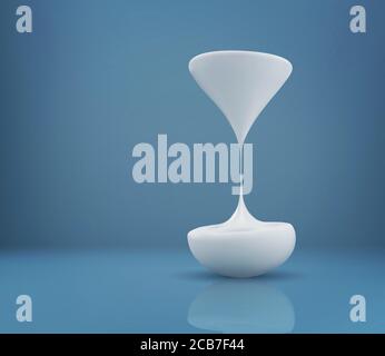 Concetto vettoriale. Latte che scorre sotto forma di clessidra su sfondo blu. Modello per la progettazione. Foto Stock