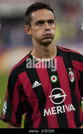 Milano Italia 16 settembre 2003, Stadio 'G.MEAZZA SAN SIRO', UEFA Champions League 2003/2004, AC Milan - FC Ajax: Filippo Inzaghi durante la partita Foto Stock