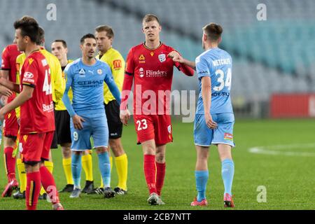 Sydney, Australia. 11 Agosto 2020. Risultato 2-2 durante la partita della Hyundai A League tra Melbourne City e Adelaide United all'ANZ Stadium di Sydney, Australia, il 11 agosto 2020. Foto di Peter Dovgan. Solo per uso editoriale, è richiesta una licenza per uso commerciale. Nessun utilizzo nelle scommesse, nei giochi o nelle pubblicazioni di un singolo club/campionato/giocatore. Credit: UK Sports Pics Ltd/Alamy Live News Foto Stock