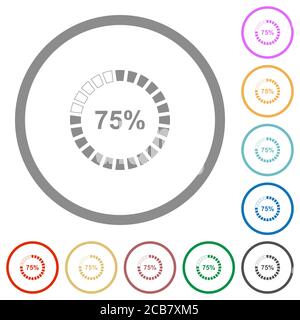 icone a colori piatti caricate al 75% nei contorni rotondi su sfondo bianco Illustrazione Vettoriale
